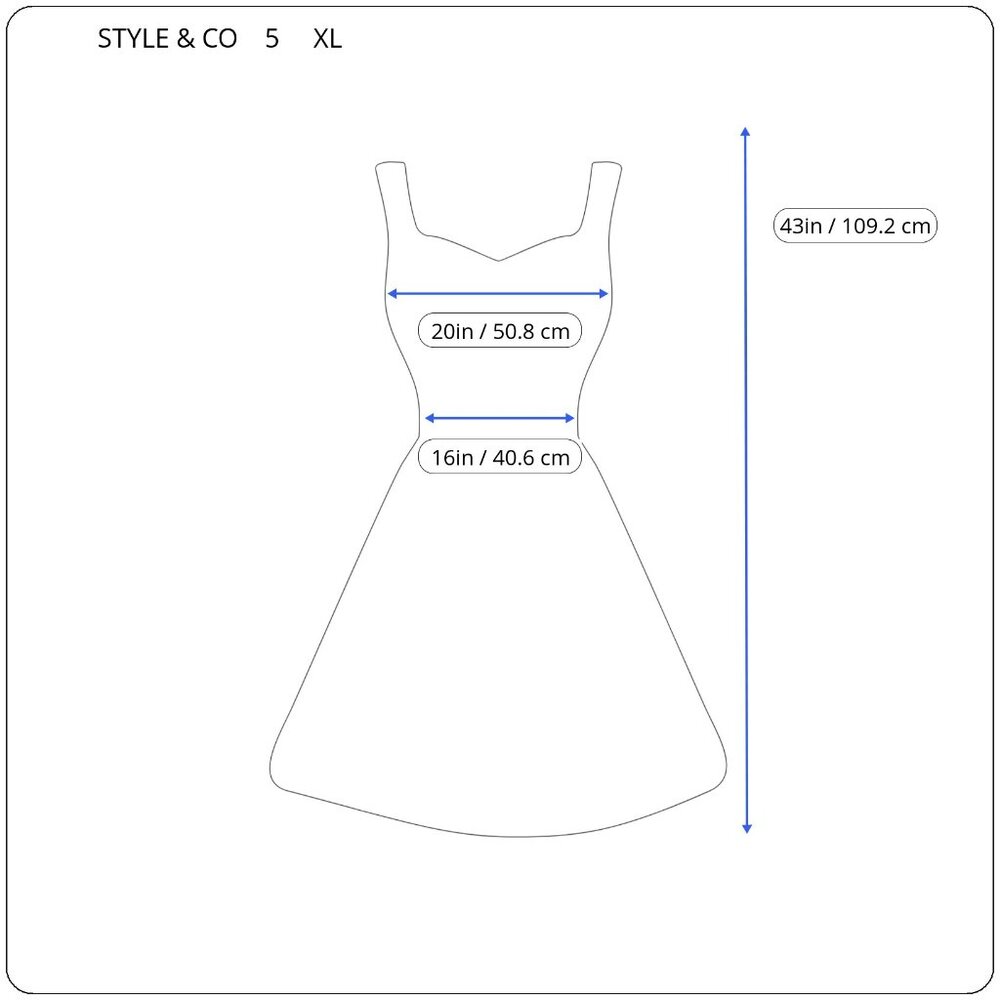 Style Co XL Fit & Flare Dress Blue White Geometric Asymmetric Lace Hem GEO81E - Picture 2 of 11